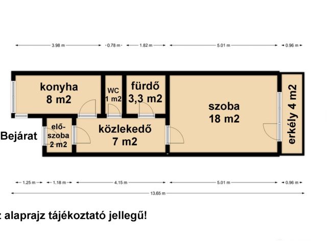Belvárosi, első emeleti, 39 m2 tégla lakás kiadó!